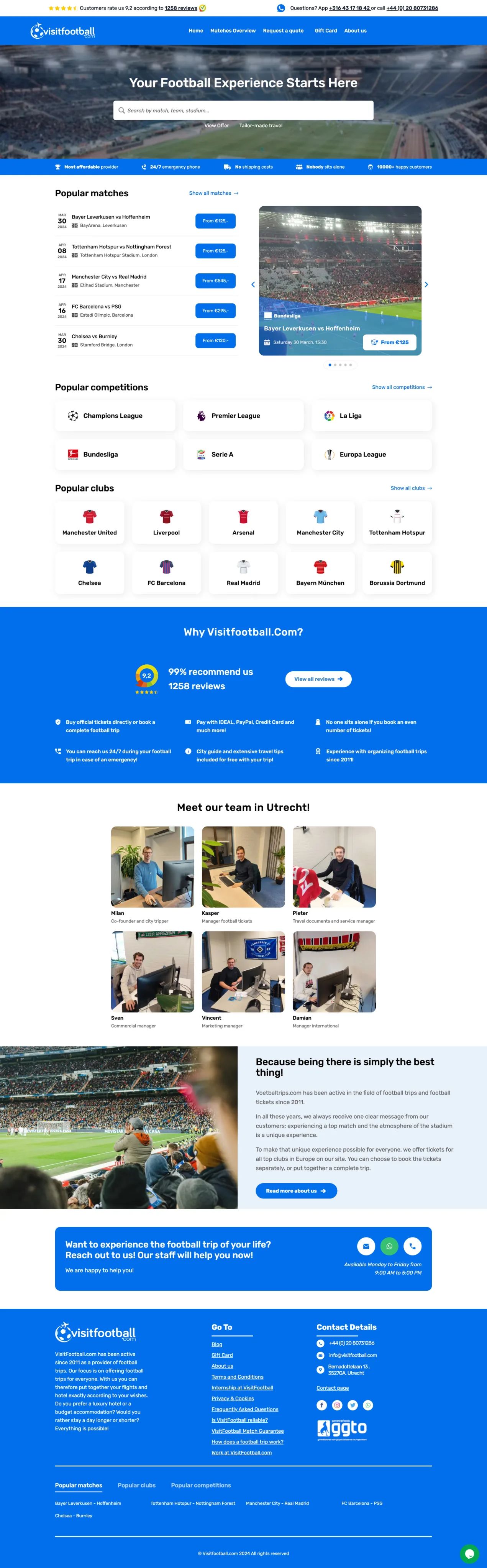 Original VisitFootball homepage